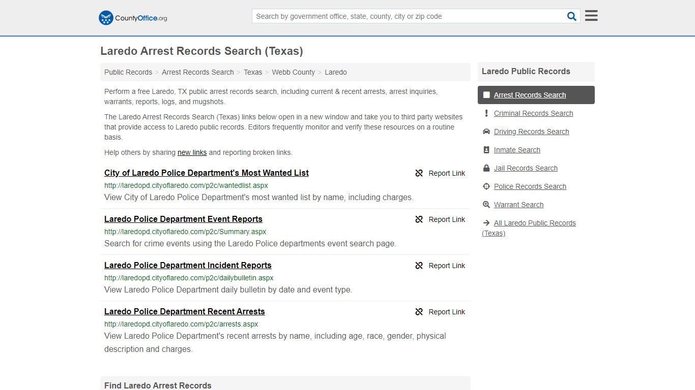 Arrest Records Search - Laredo, TX (Arrests & Mugshots) - County Office
